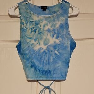 Rue 21 Blue Tie-Dye Open Back Sleeveless Crop Top - Tank